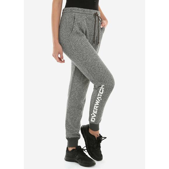 NEW Overwatch Logo Heathered Drawstring Jogger Sweat Pants in Grey - Picture 1 of 8